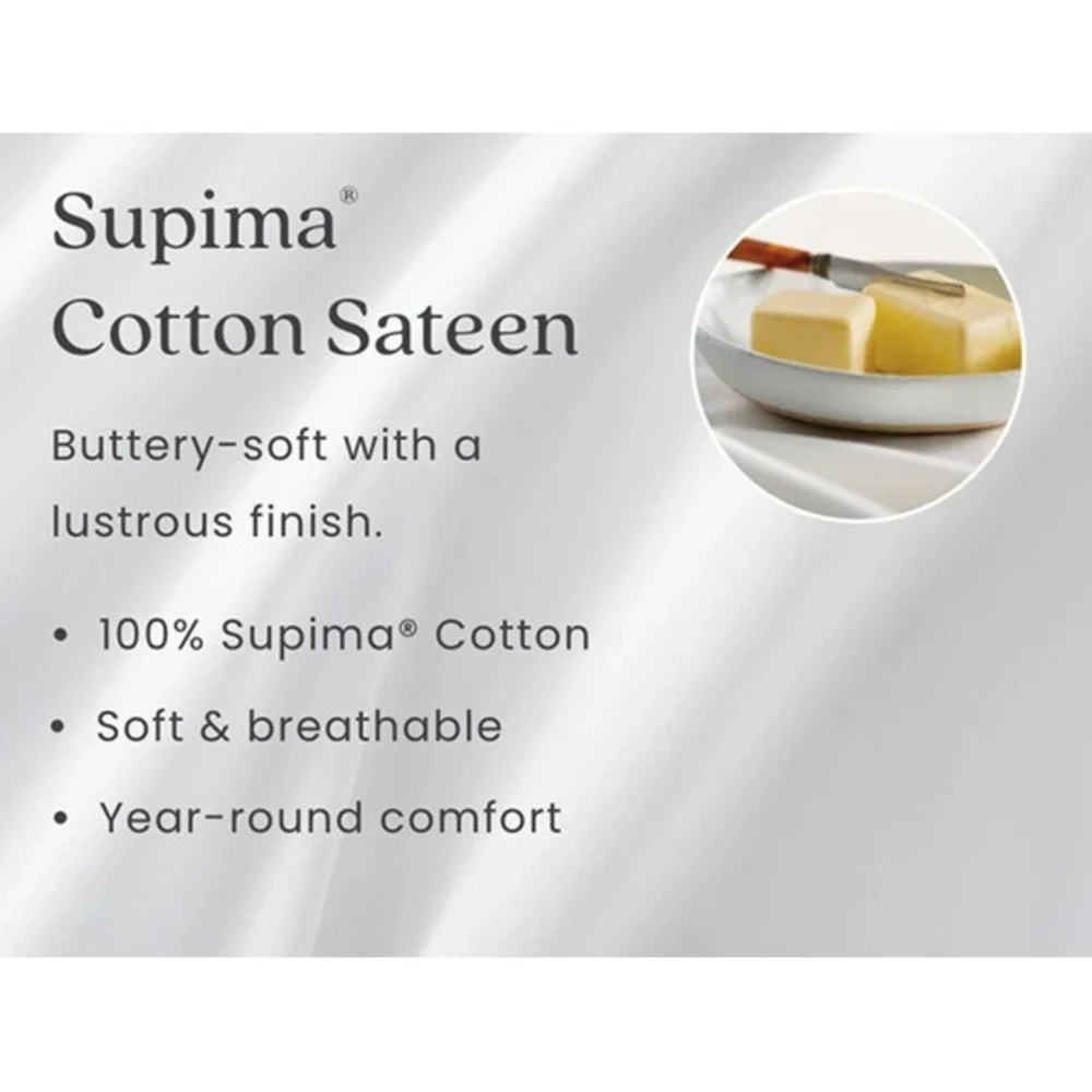 The Company Store Supima Cotton Jacquard Leaf Flat Sheet Queen Ivory 51352A